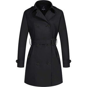 Wantdo Women's Waterproof Trench Coat Classic Lapel Outerwear Coat with Belt